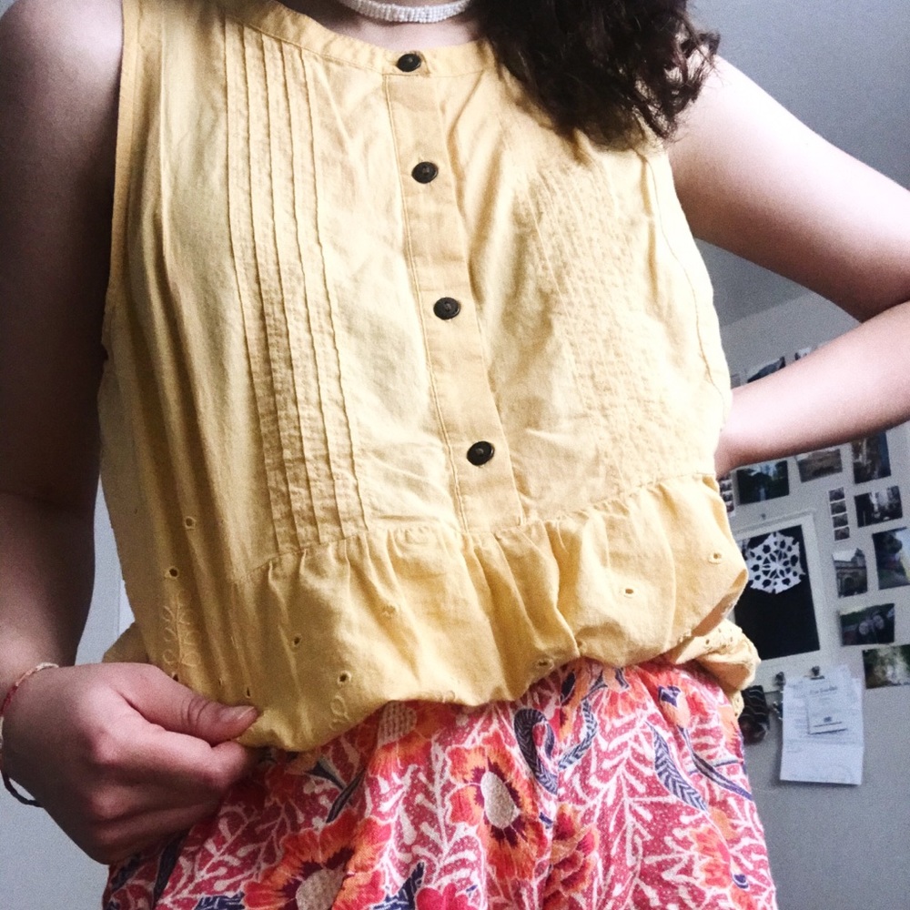 yellow tank top